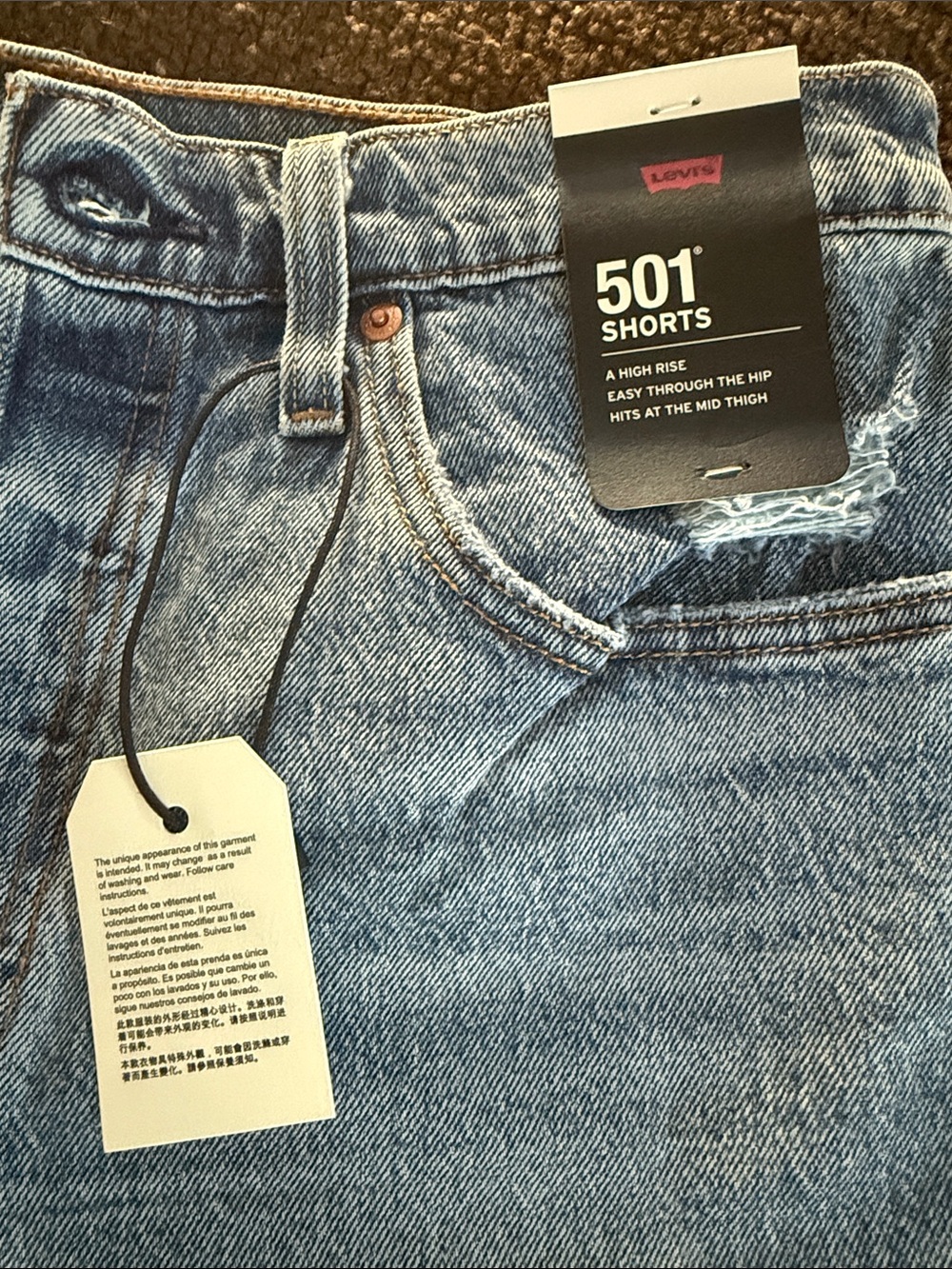 Levi's Light Blue Distressed Cutoff Denim Shorts - Picture 5 of 5